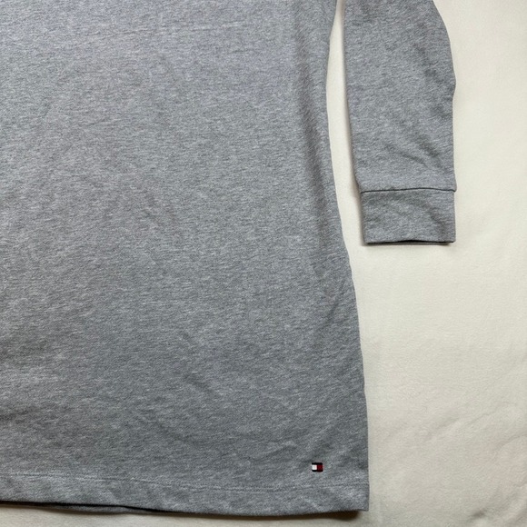 Tommy Hilfiger Women Gray Hoodie Dress‎ Rhinestone Logo Long Sleeve Preppy M - Picture 3 of 16